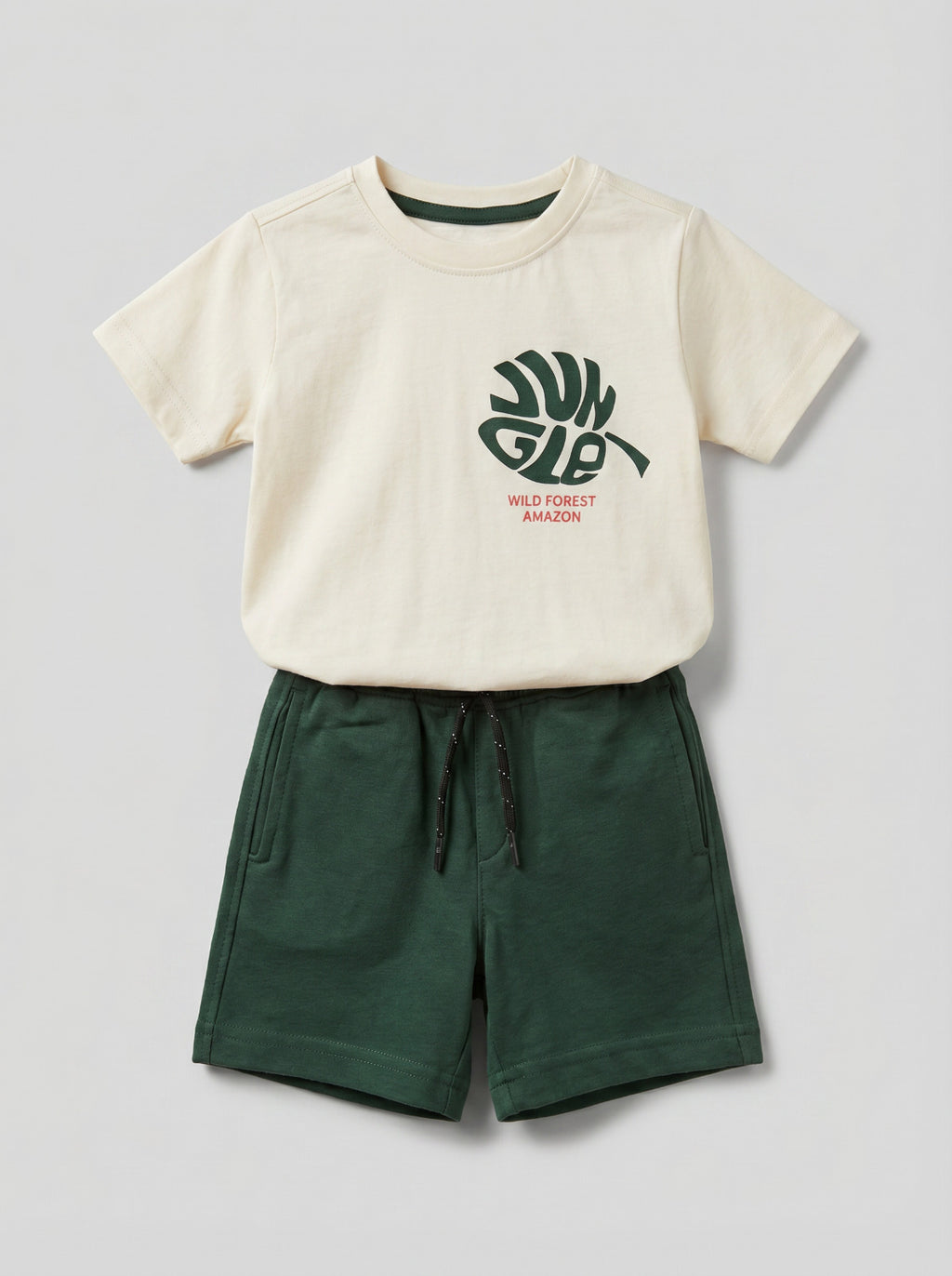 Baby Boy Cream Jungle Print T-Shirt & Shorts Set