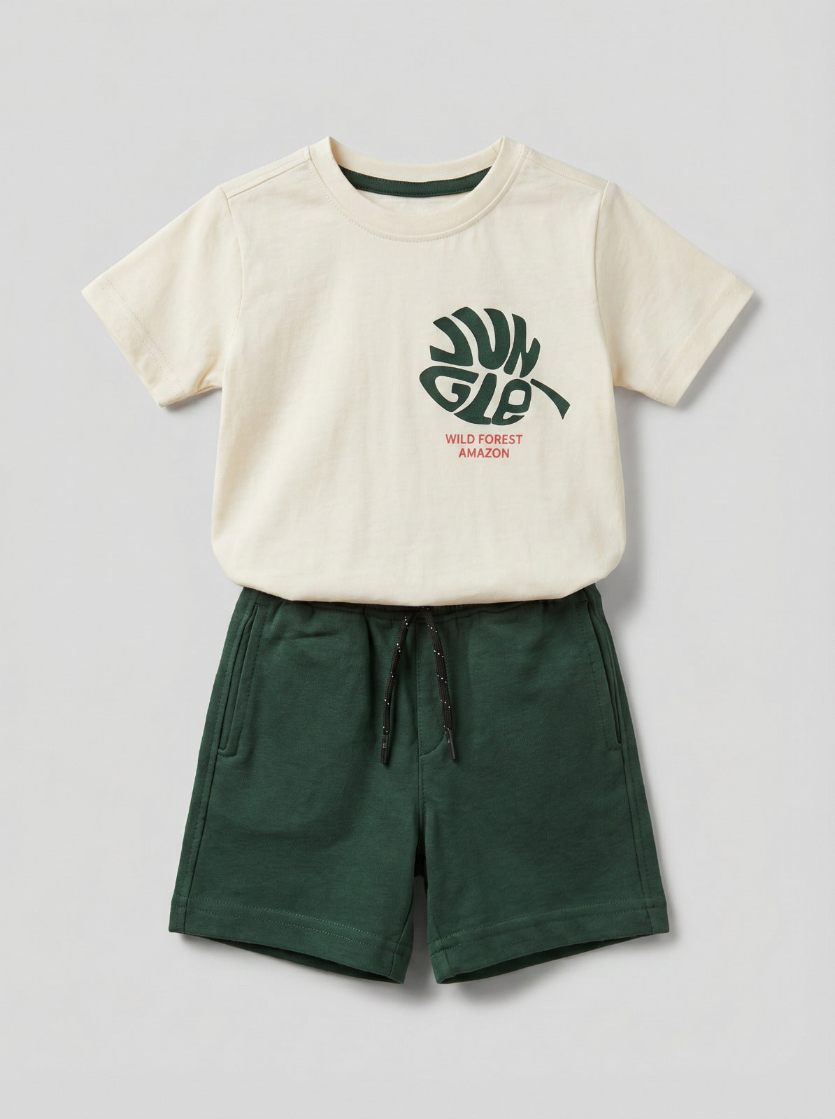 Baby Boy Cream Jungle Print T-Shirt & Shorts Set