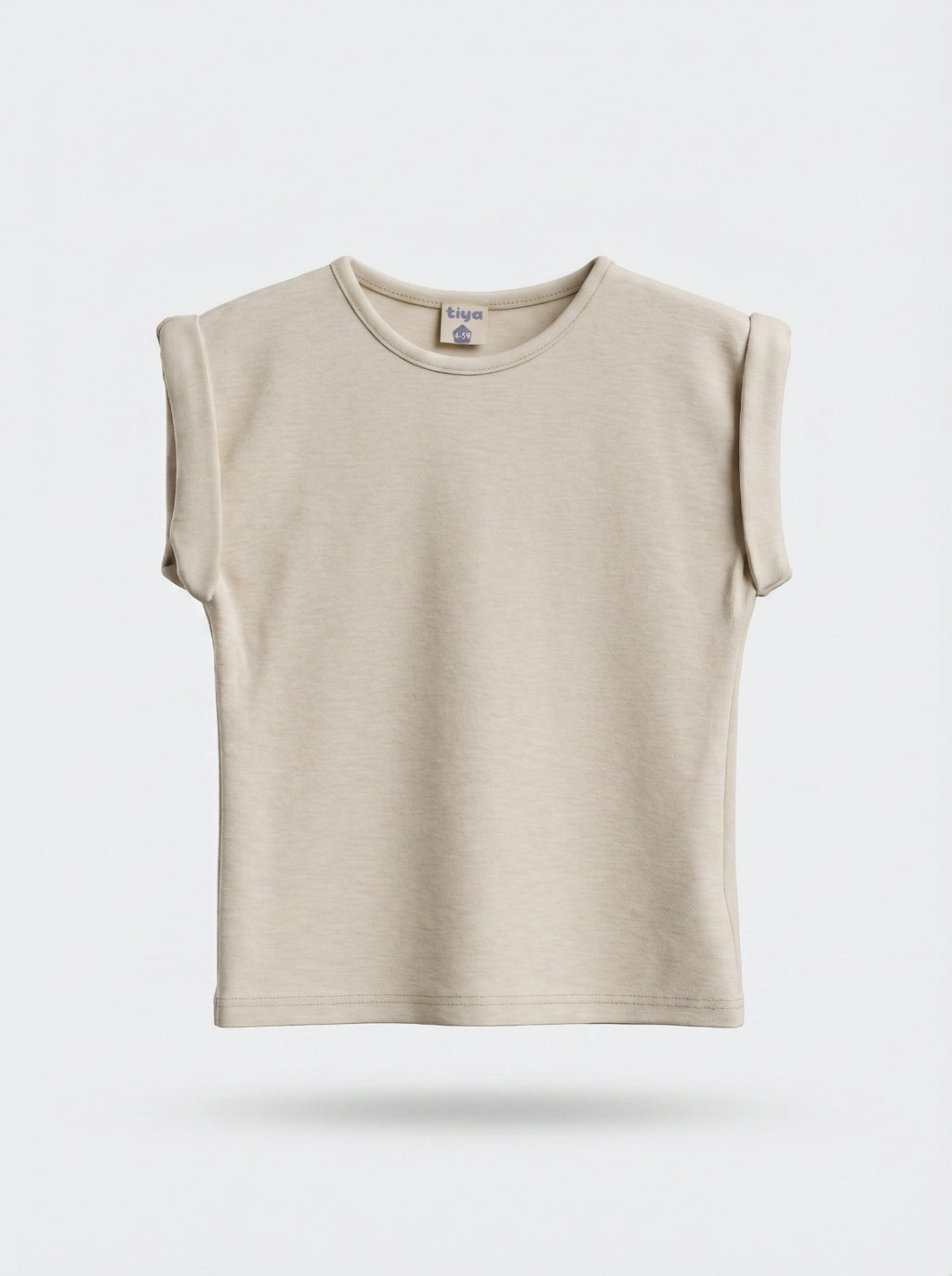 Girls Sand Structured Shoulder Cap Sleeve T-Shirt