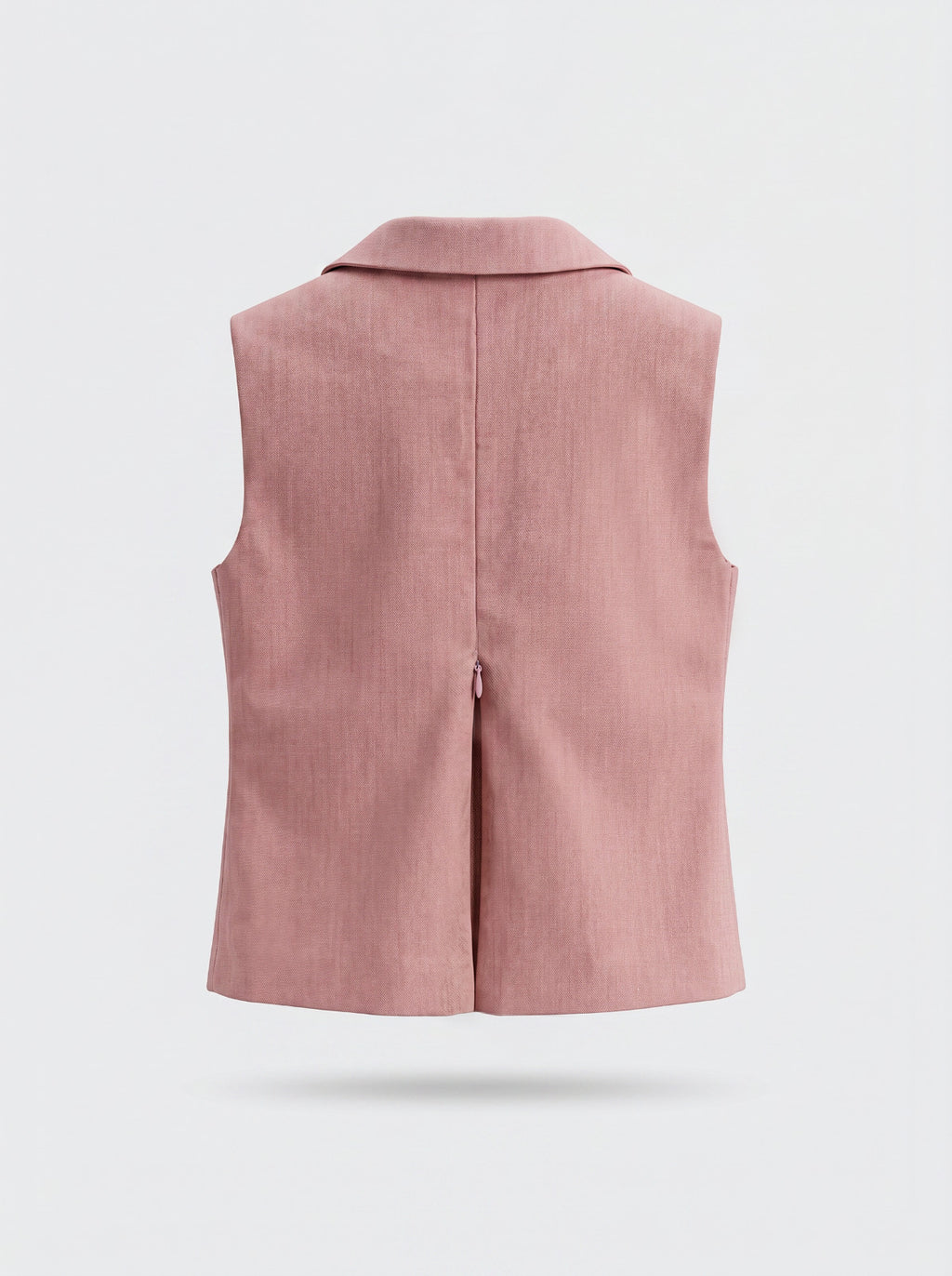 Girls Pink Wide-Lapel Denim Cutout Waist Vest