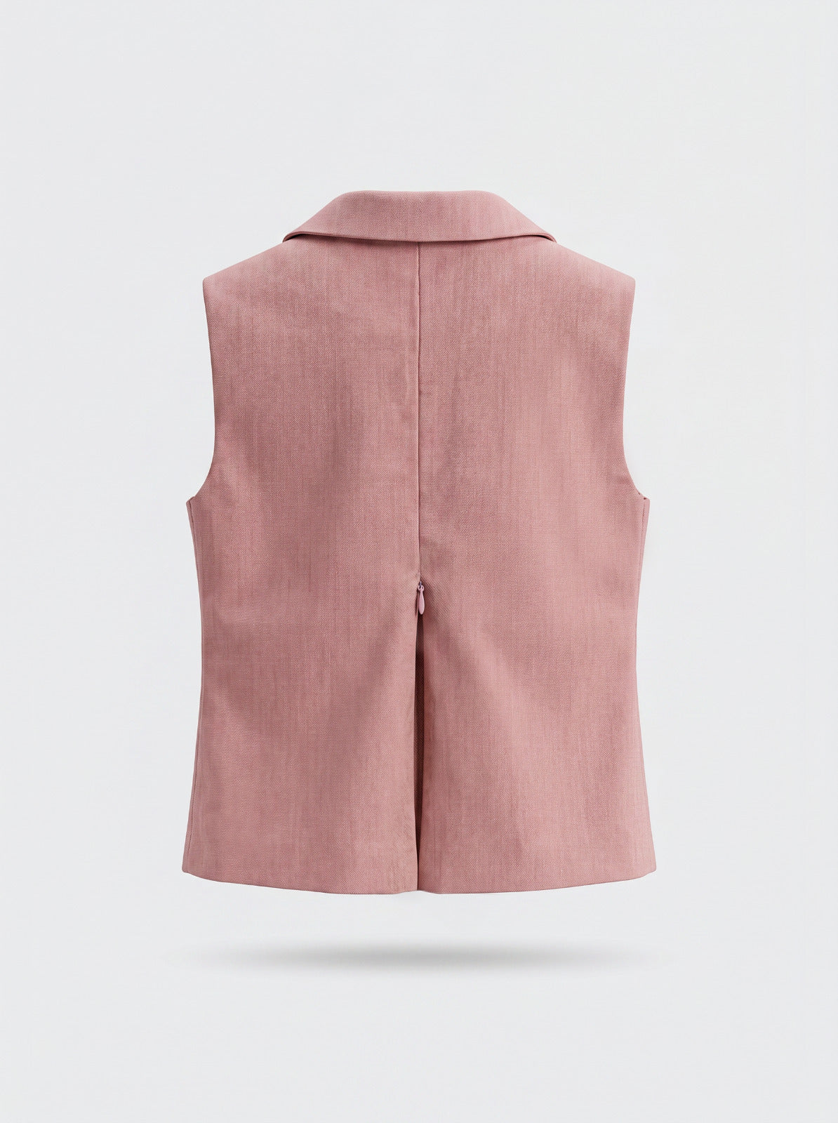Girls Pink Wide-Lapel Denim Cutout Waist Vest