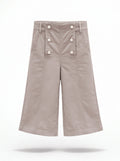 Girls Greige Wide-Leg Sailor Button Culottes