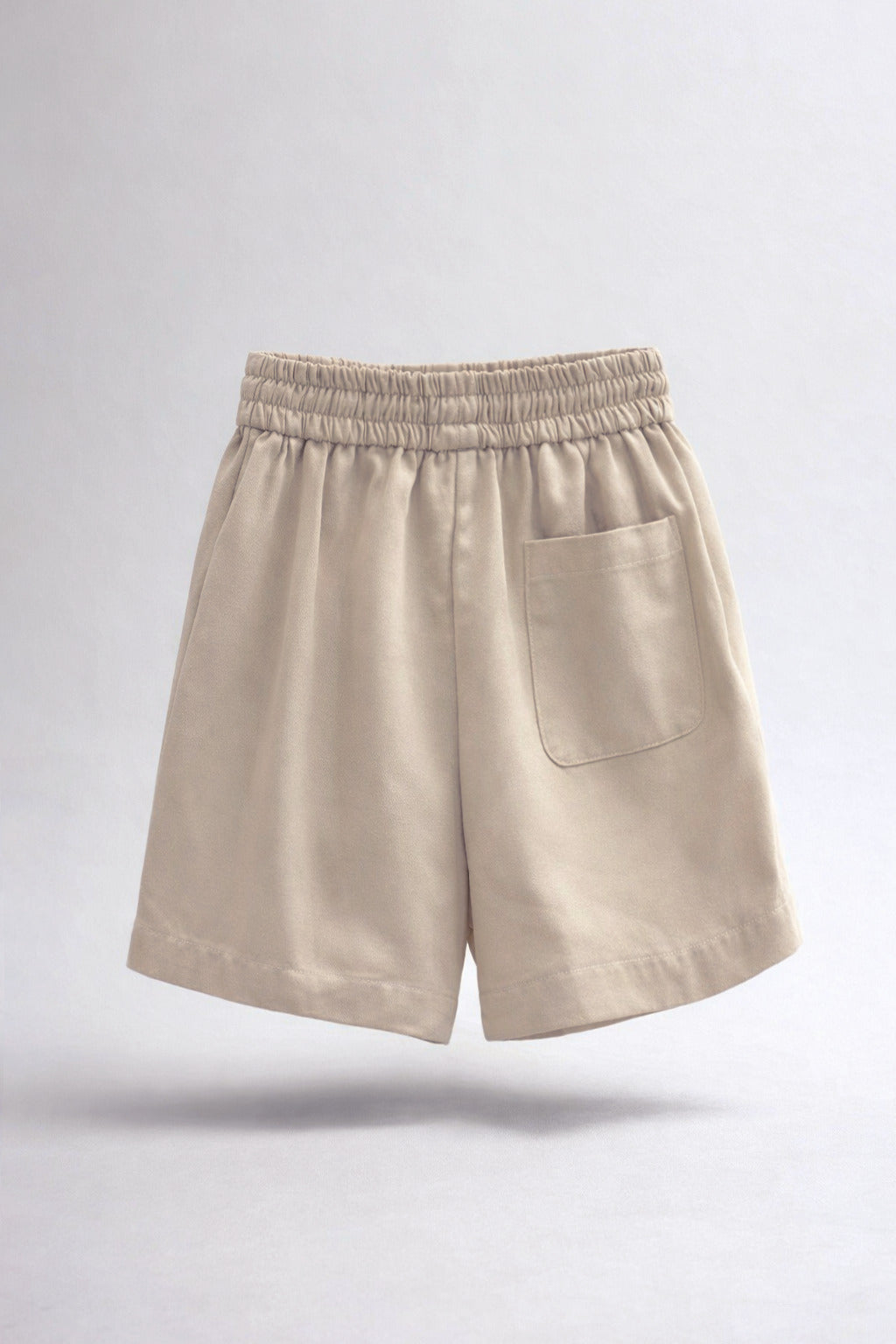 Boys Sand Beige Ruched Waist Relaxed Shorts