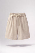 Boys Sand Beige Ruched Waist Relaxed Shorts