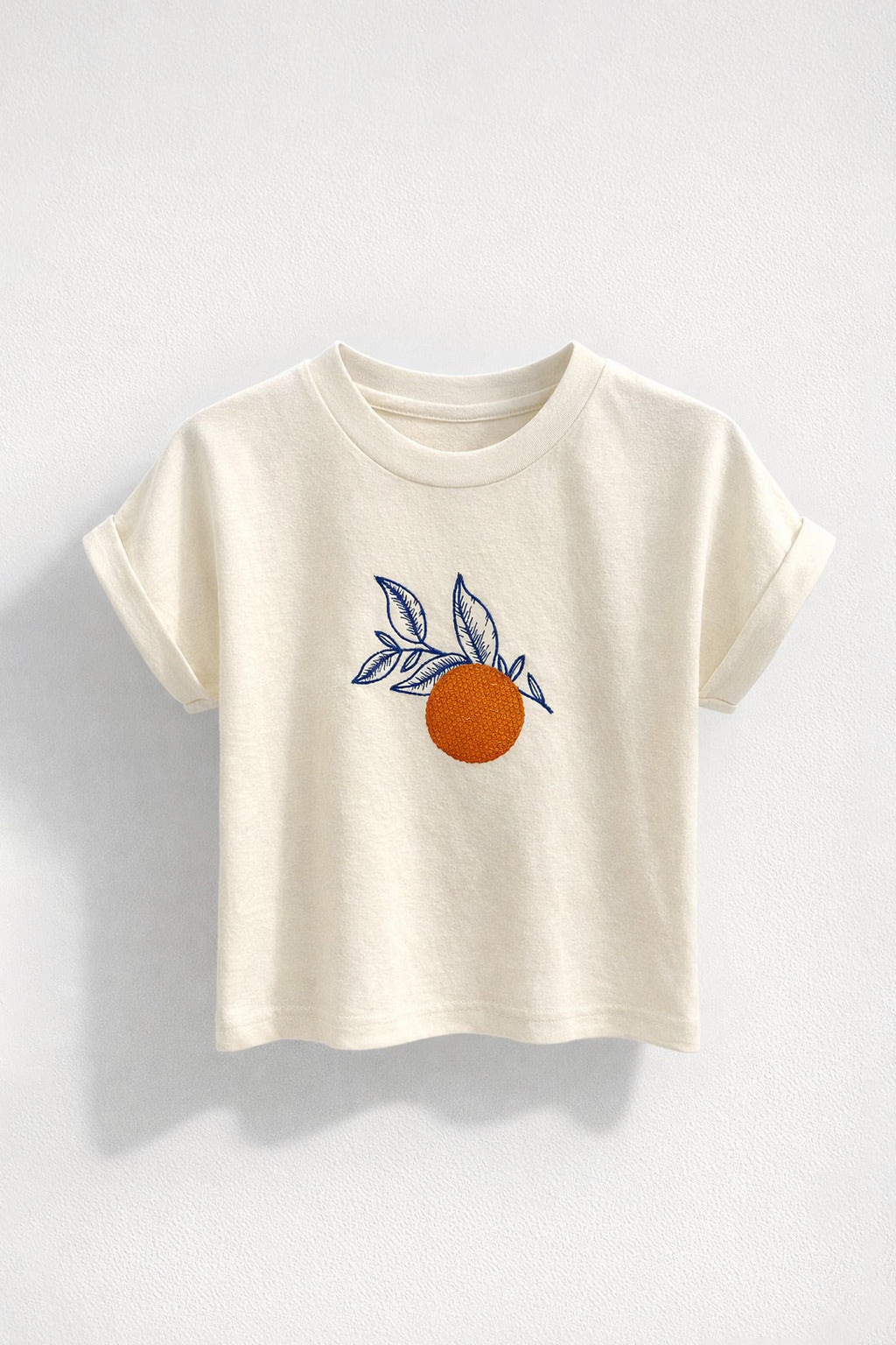 Boys Cream Citrus Fruit Embroidered T-Shirt