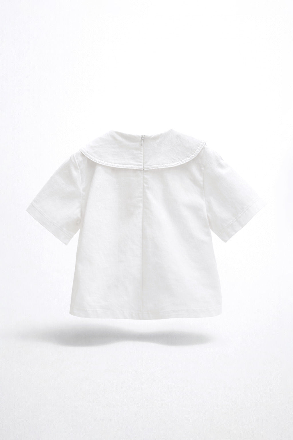 Girls White Sailor Collar Knot-Tie Short Sleeve Top