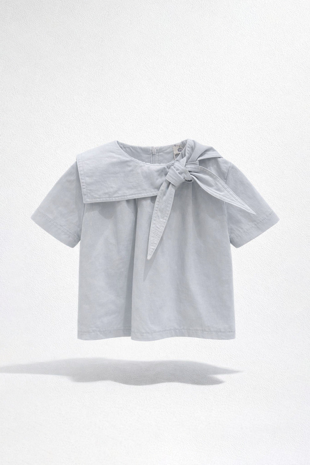 Girls Blue Sailor Collar Knot-Tie Short Sleeve Top