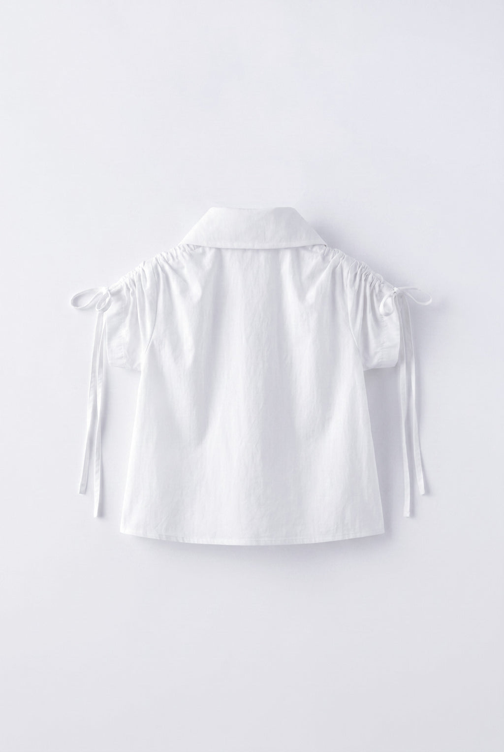 Girls White Ruched Puff Sleeve Tiya Logo Button Shirt