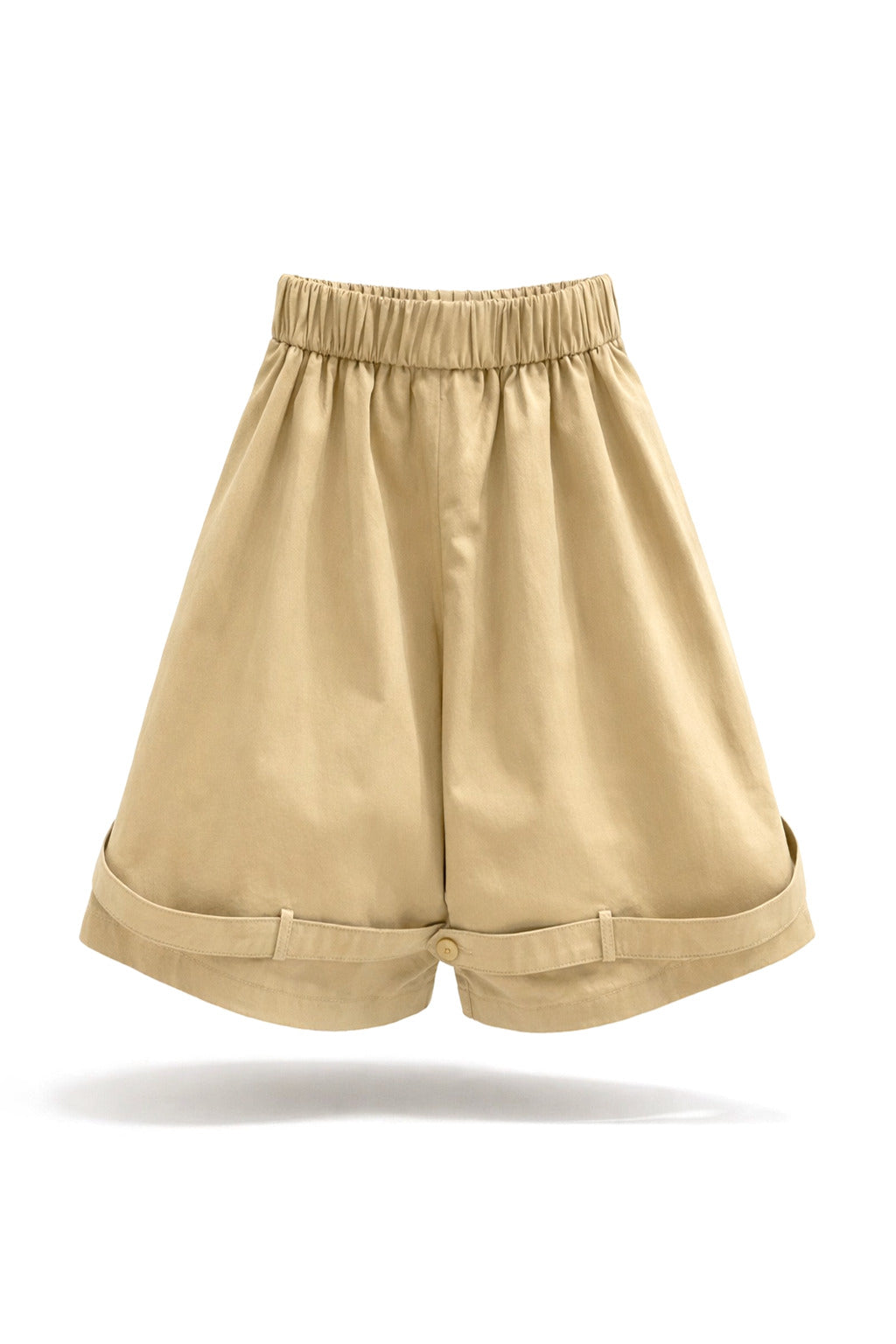 Girls Khaki Wide-Leg Cuffed Strap Culottes