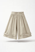 Girls Sand Wide-Leg Cuffed Strap Culottes