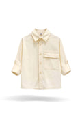Boys Cream Linen-Look Roll-Up Sleeve Button-Down Shirt