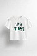 Boys White Navy Collar & Sleeve Trim T-Shirt