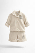 Boys Cream Nautical Embroidery Shirt & Shorts Set