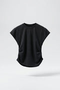 Girls Black Ruched Side Cap Sleeve T-Shirt
