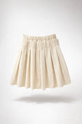 Girls Cream Box Pleated Elastic Waist Mini Skirt