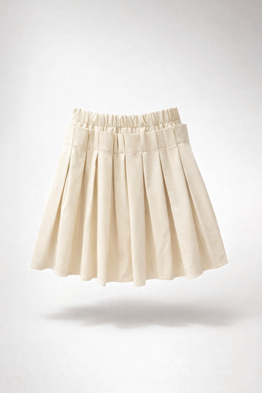 Girls Cream Box Pleated Elastic Waist Mini Skirt