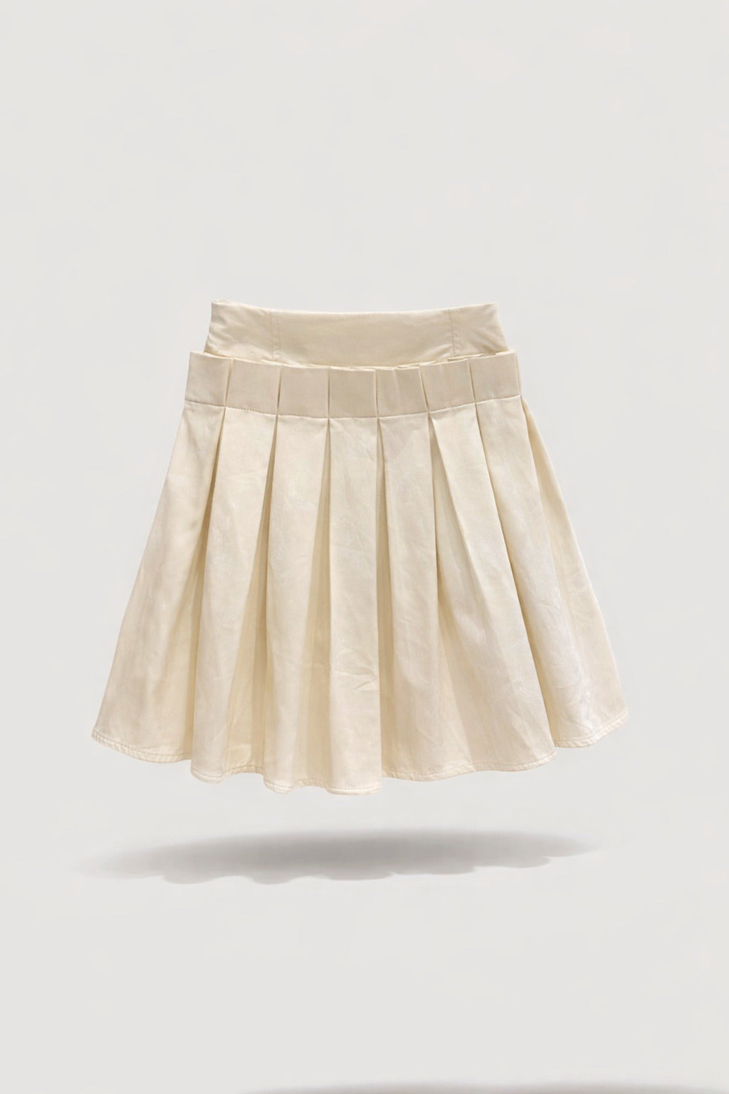 Girls Cream Box Pleated Elastic Waist Mini Skirt