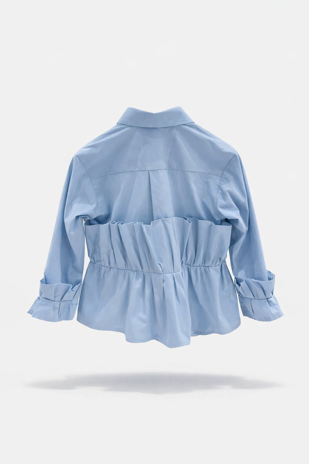 Girls Light Blue Ruffled Peplum Shirt