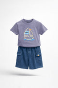 Baby Boy Lavender Sailboat T-Shirt & Denim Shorts Set