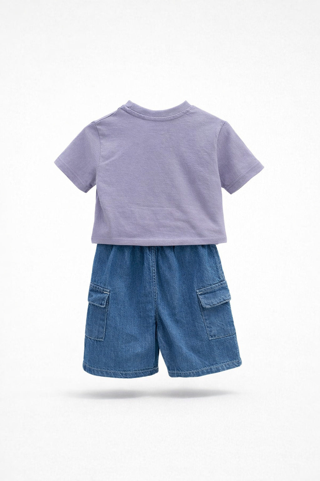 Baby Boy Lavender Sailboat T-Shirt & Denim Shorts Set