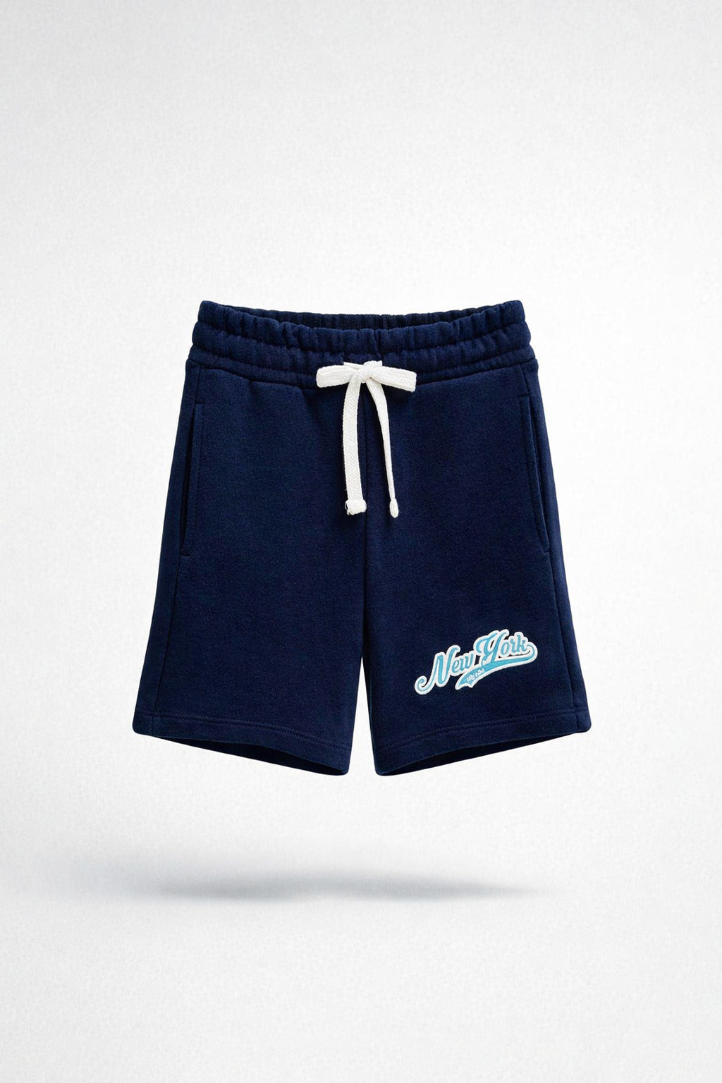 Boys Navy New York Script Print Jogger Shorts