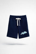 Boys Navy New York Script Print Jogger Shorts