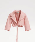 Girls Pink Tie-Front Cropped Blazer Top