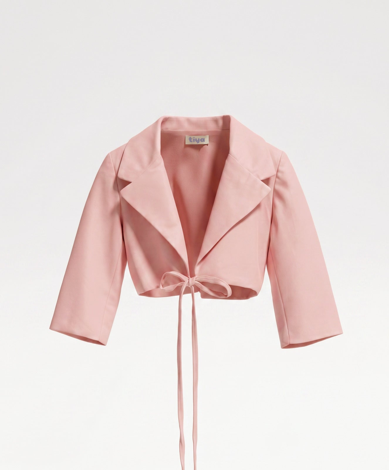 Girls Pink Tie-Front Cropped Blazer Top