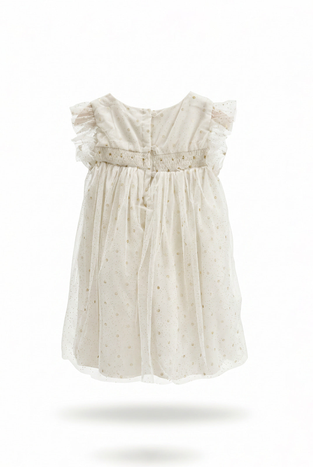 Baby Girl White Gold Polka Dot Tulle Dress
