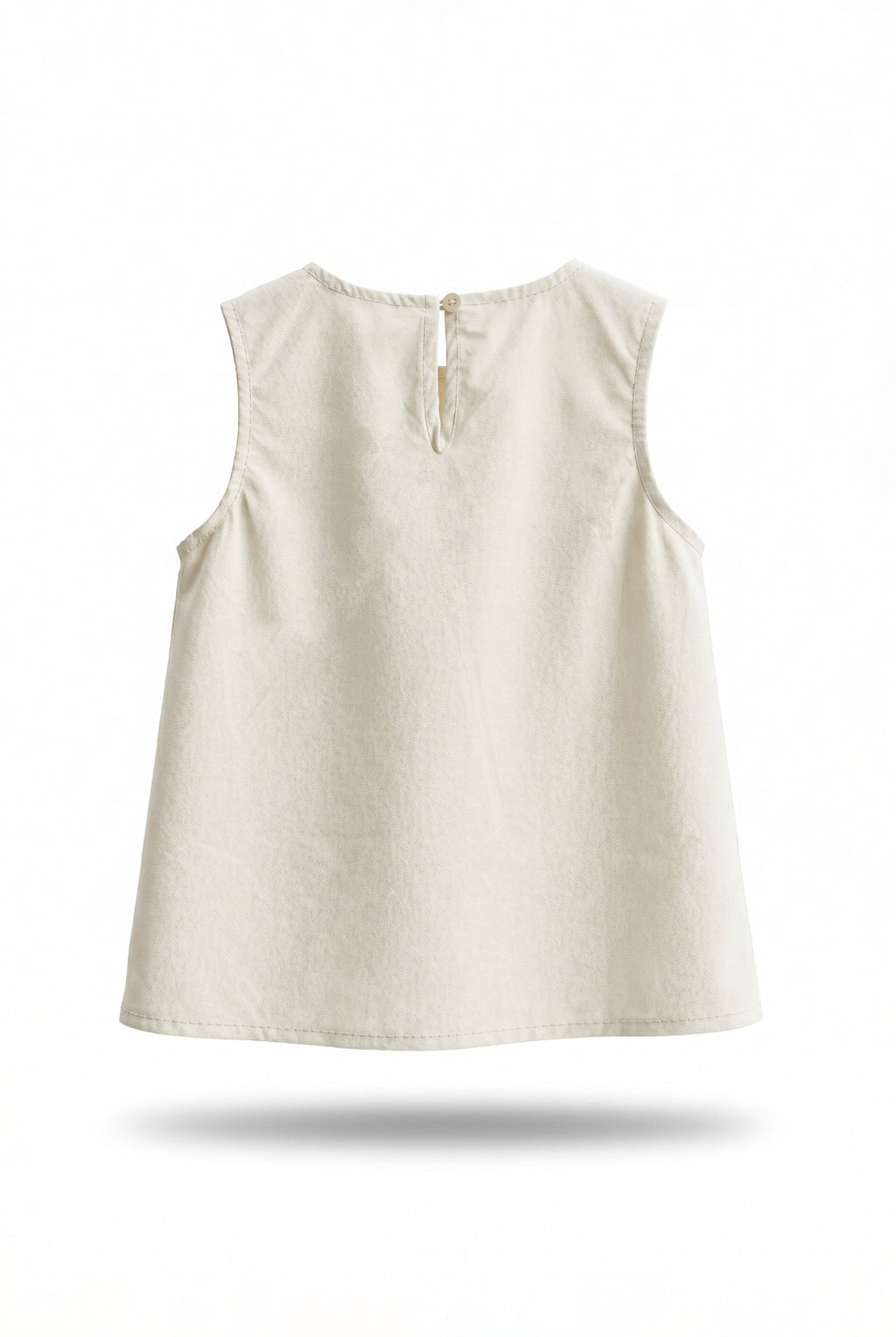 Girls Cream Bow Knot Neckline Sleeveless A-Line Top