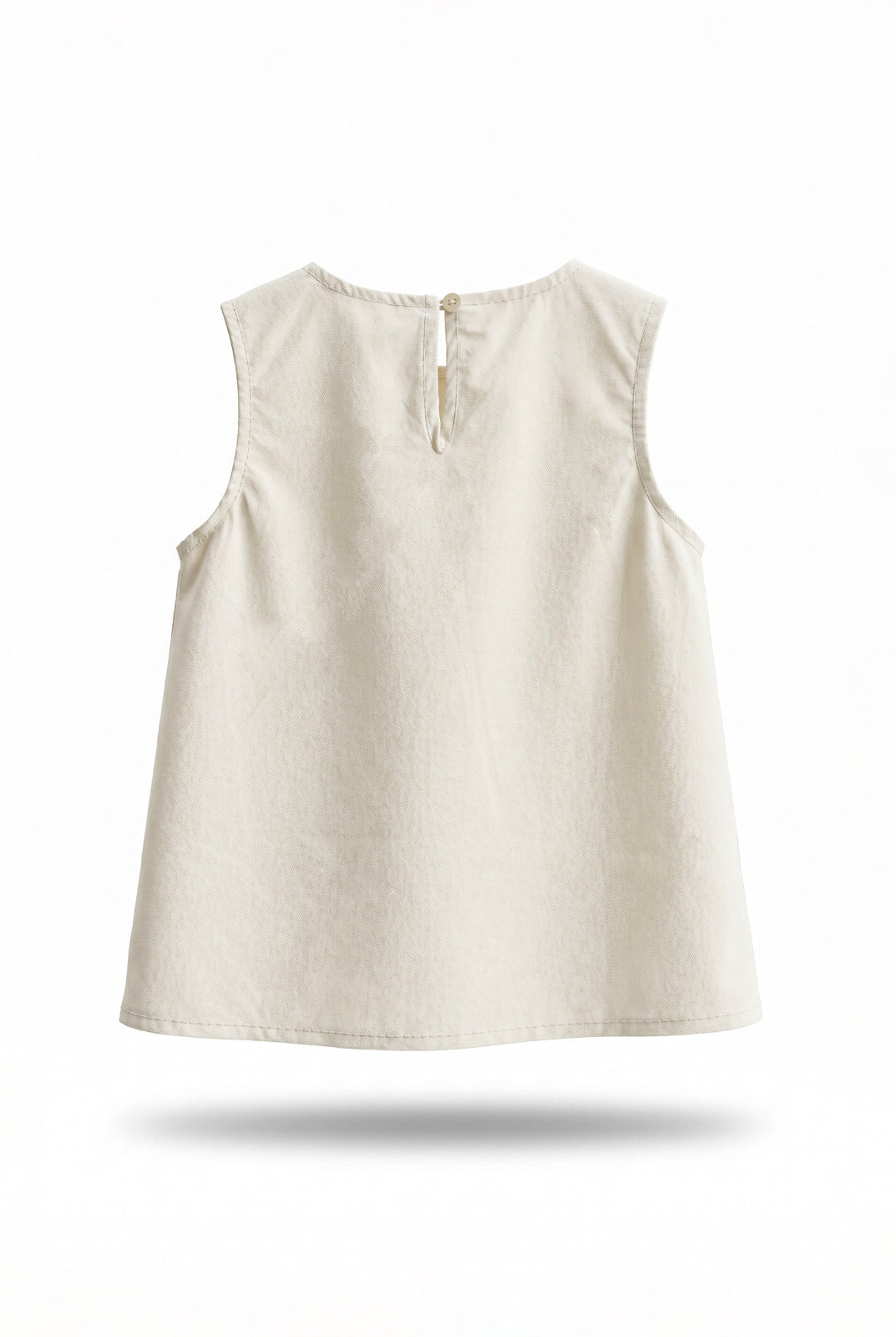 Girls Cream Bow Knot Neckline Sleeveless A-Line Top