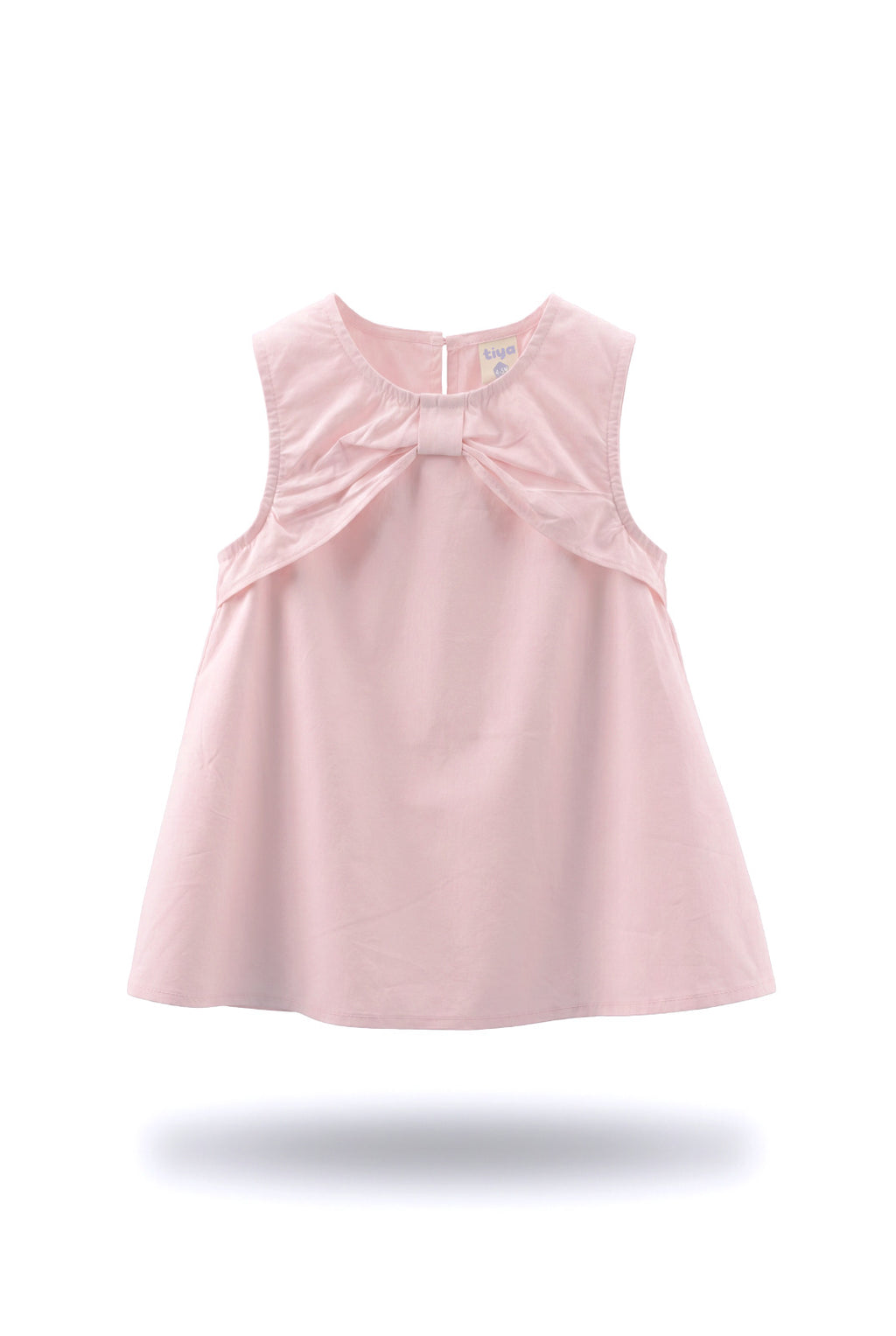Girls Pink Bow Knot Neckline Sleeveless A-Line Top