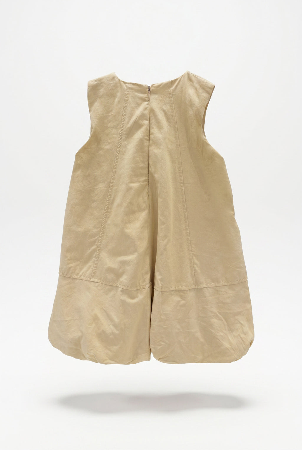 Girls Sand Beige Balloon Hem Sleeveless Dress