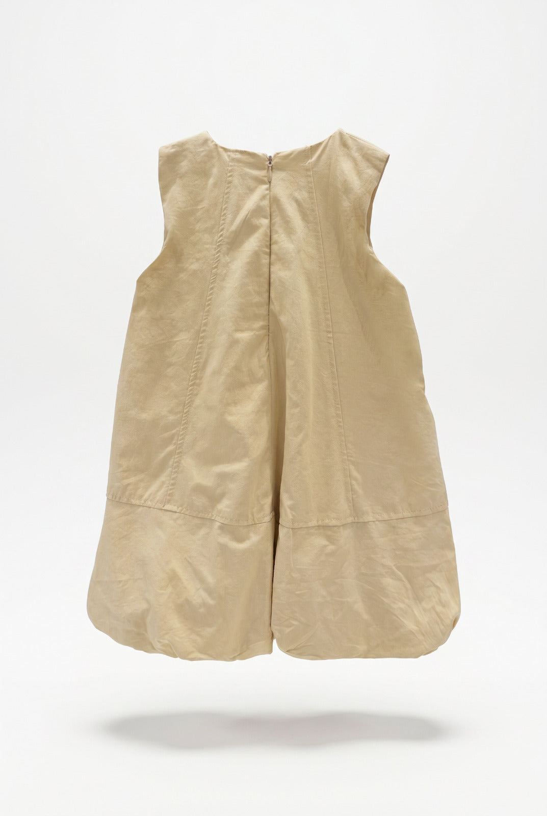 Girls Sand Beige Balloon Hem Sleeveless Dress