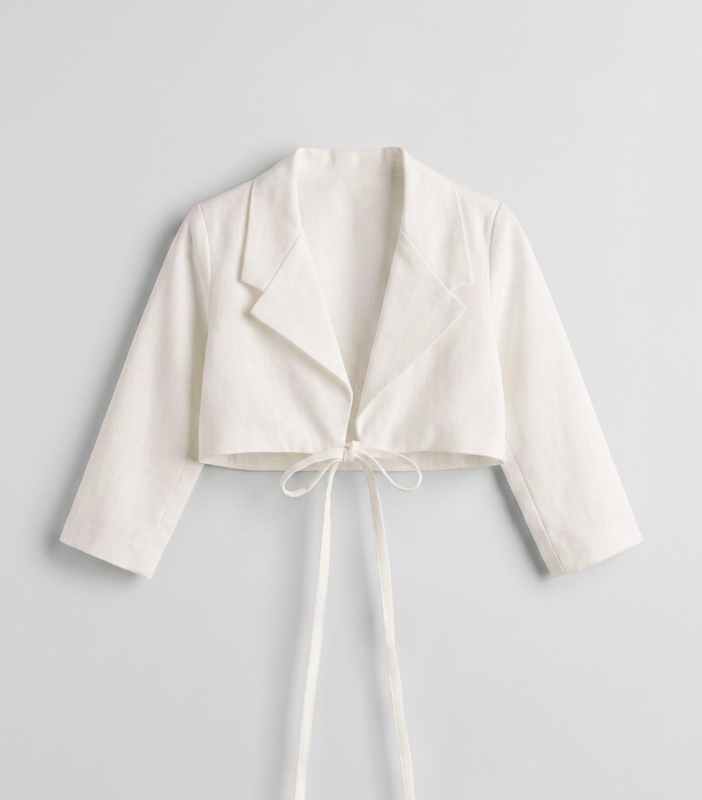 Girls White Tie-Front Cropped Blazer Top