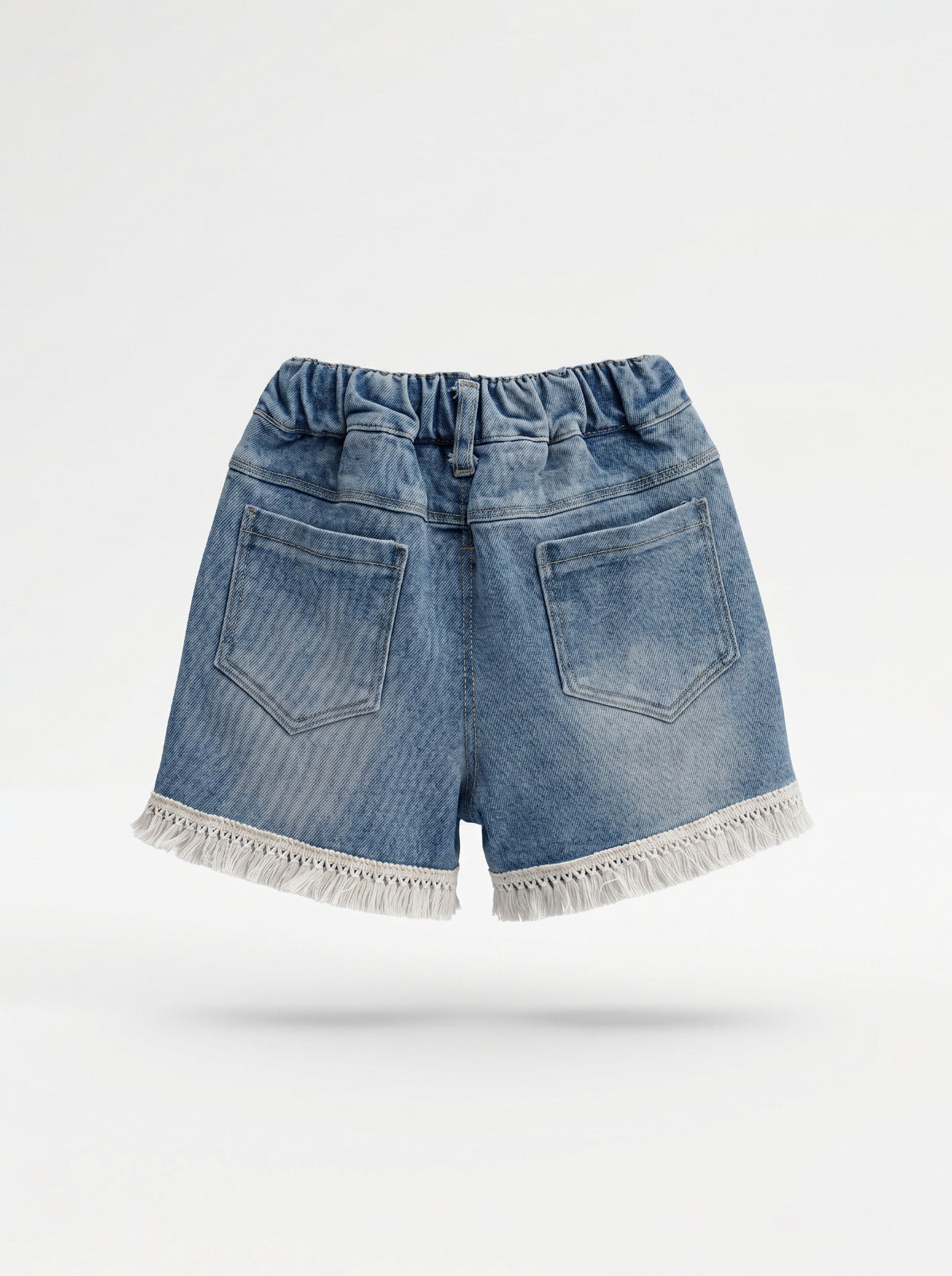 Girls Blue Denim Fringe Hem Shorts