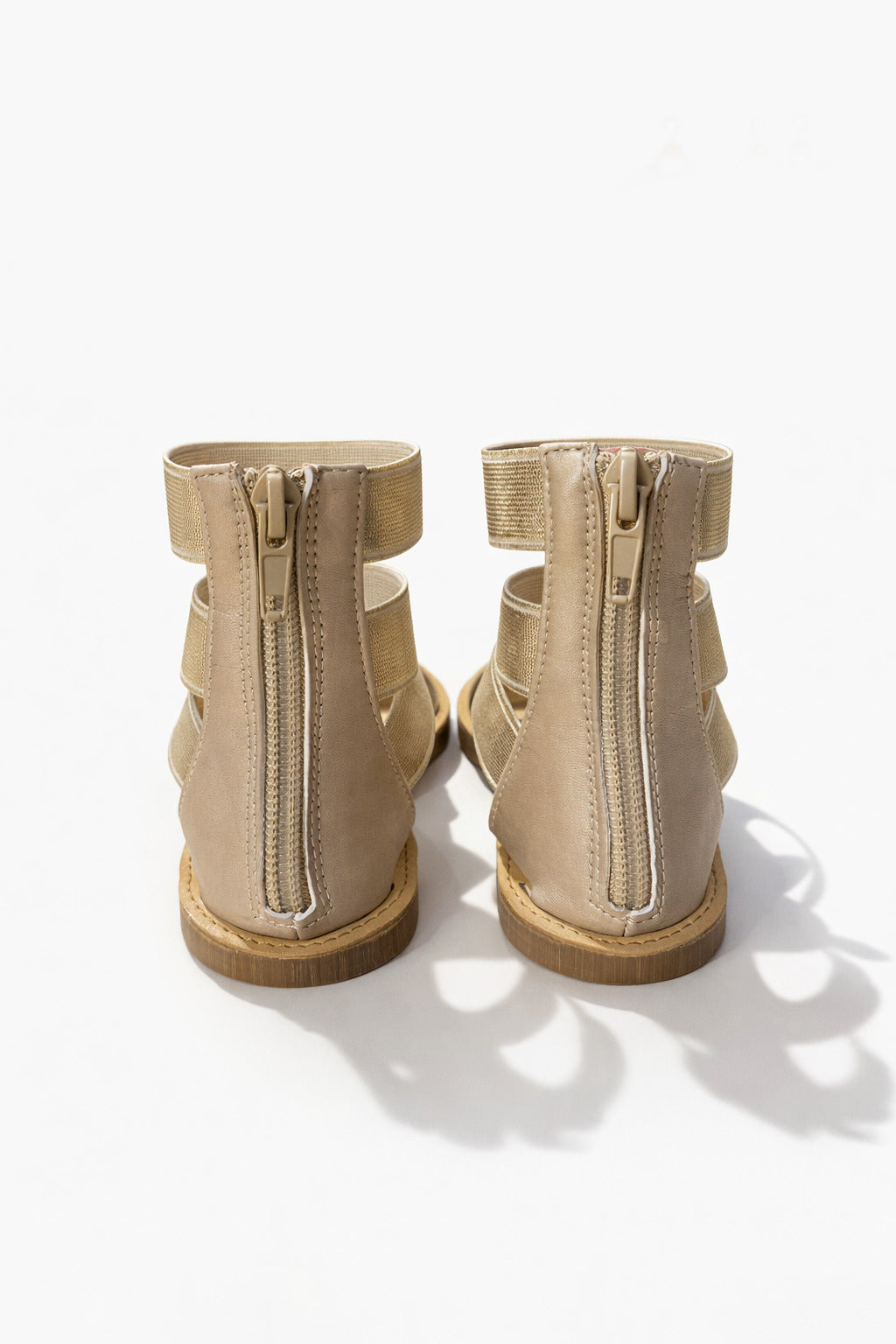 Girls Gold Metallic Multi-Strap Gladiator Sandals with Ankle Wrap