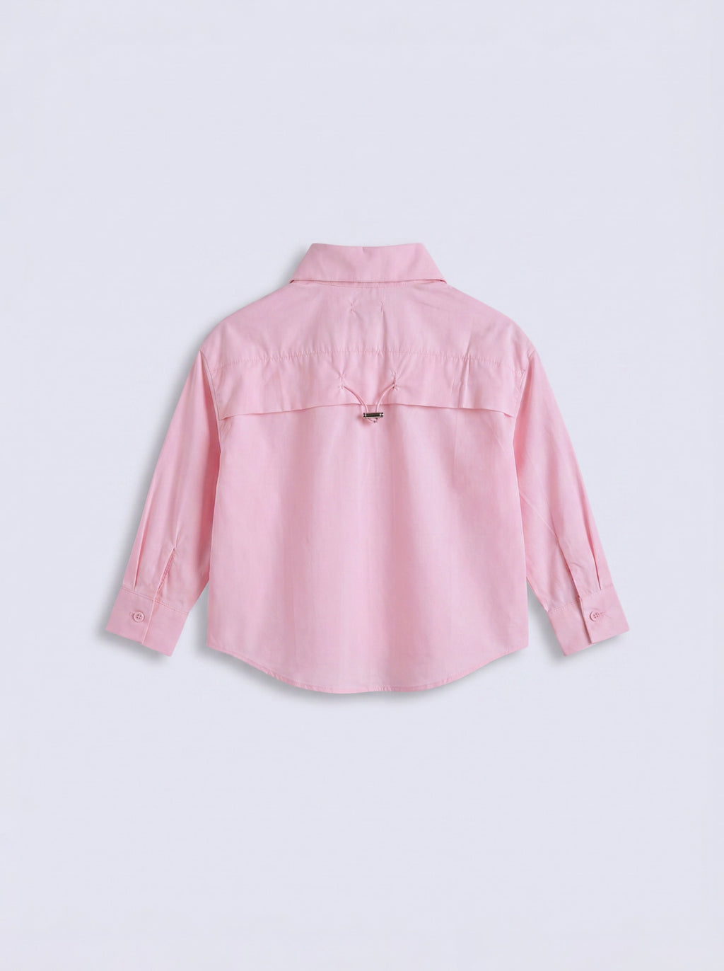 Girls Baby Pink Long-Sleeve Ruched Drawstring-Hem Shirt