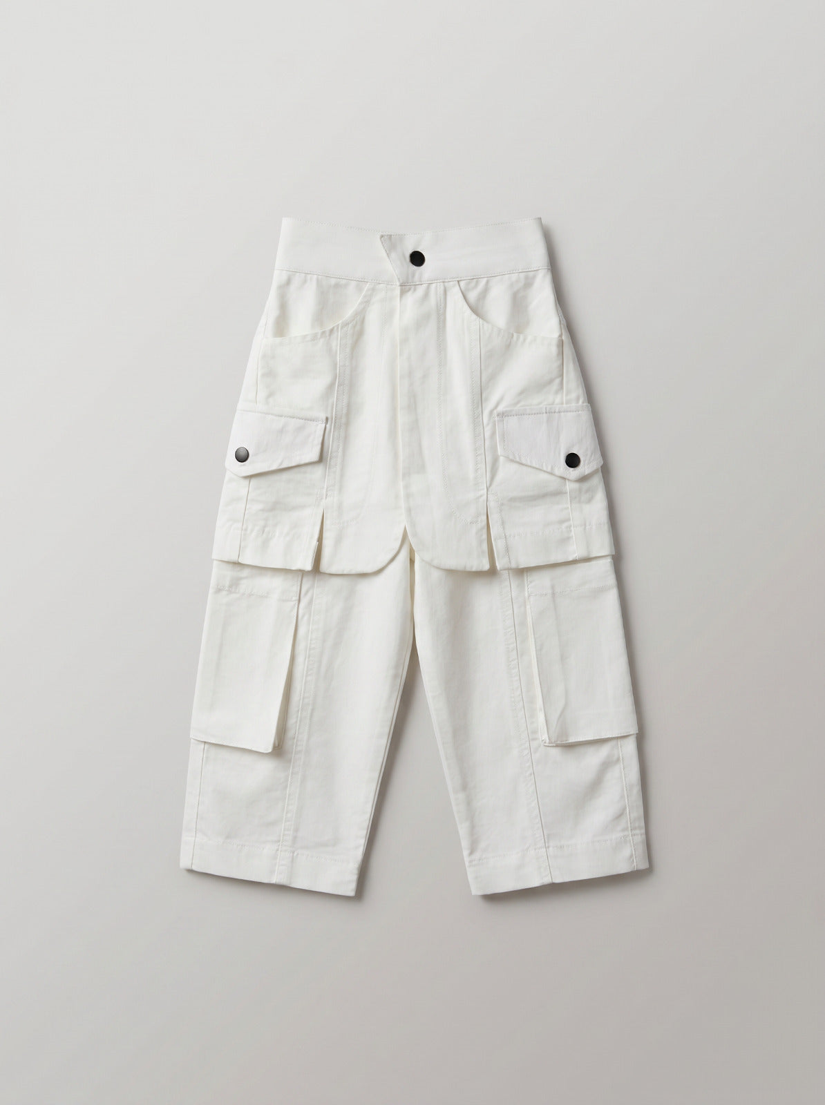 Girls Off-White Wide-Leg Multi-Pocket Cargo Pants