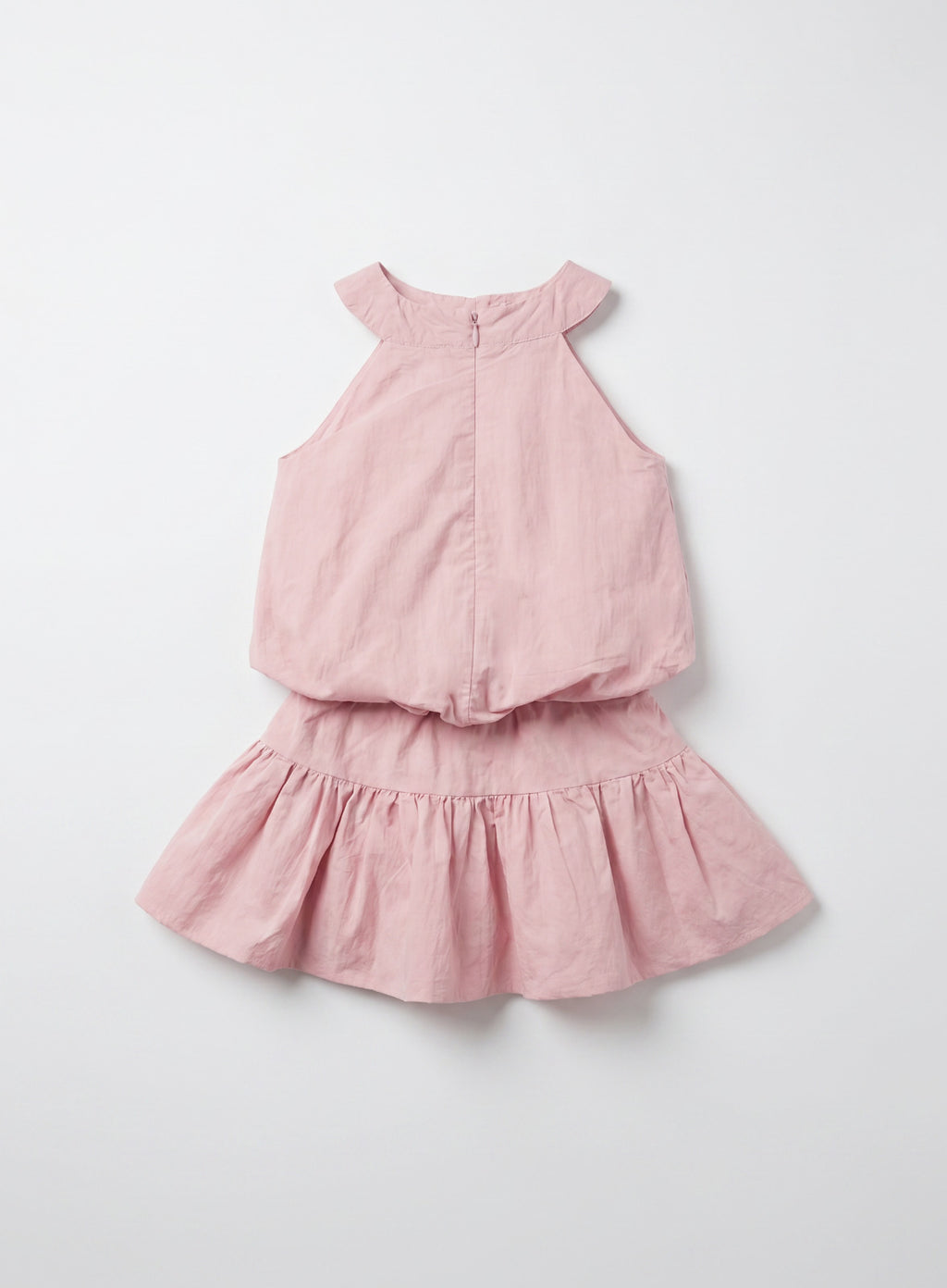 Girls Pink Bubble Top & Tiered Ruffle Skirt Set