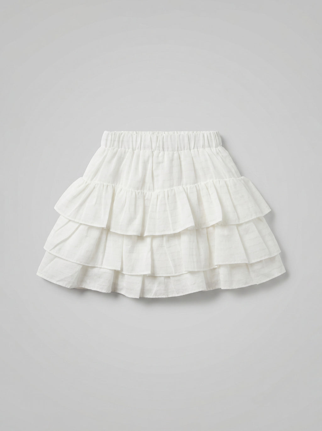 Girls White Triple-Tier Ruffle Mini Skirt