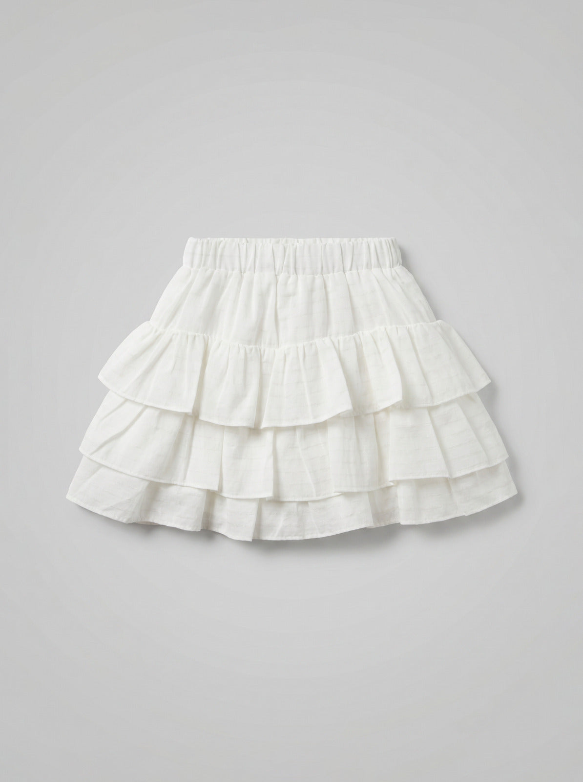 Girls White Triple-Tier Ruffle Mini Skirt