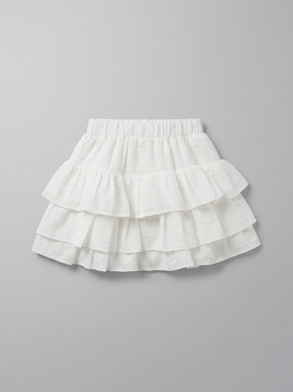 Girls White Triple-Tier Ruffle Mini Skirt