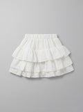Girls White Triple-Tier Ruffle Mini Skirt