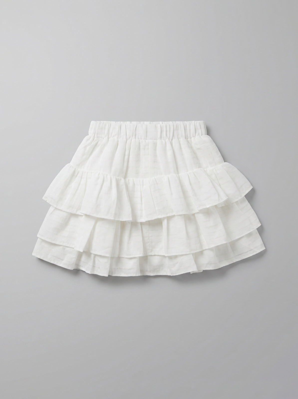 Girls White Triple-Tier Ruffle Mini Skirt