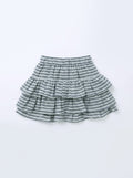 Girls Gray Plaid Tiered Ruffle Mini Skirt