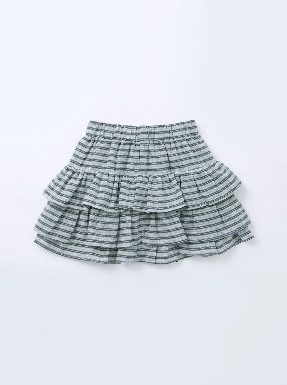 Girls Gray Plaid Tiered Ruffle Mini Skirt