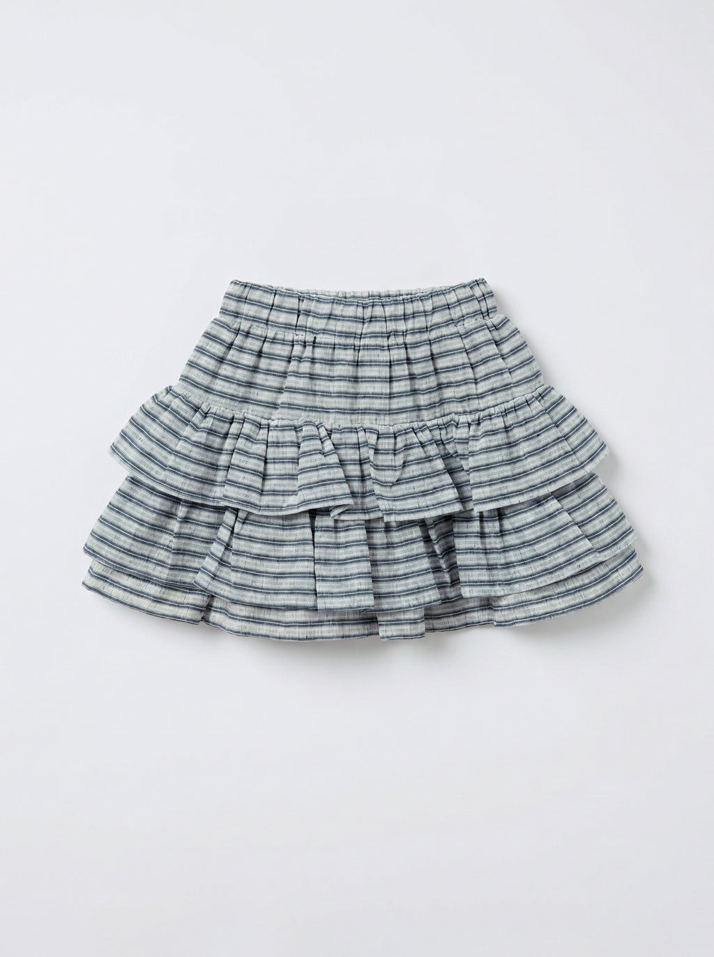 Girls Gray Plaid Tiered Ruffle Mini Skirt
