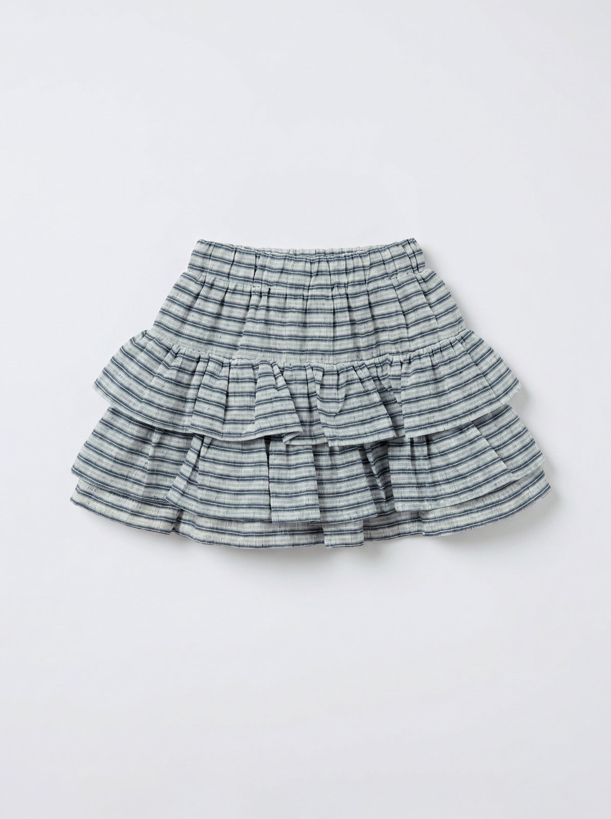 Girls Gray Plaid Tiered Ruffle Mini Skirt