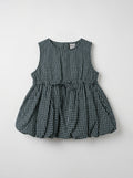 Girls Dark Green Plaid Sleeveless Bubble-Hem Top